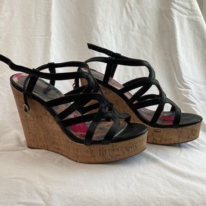 Madden Girl black cork wedges
